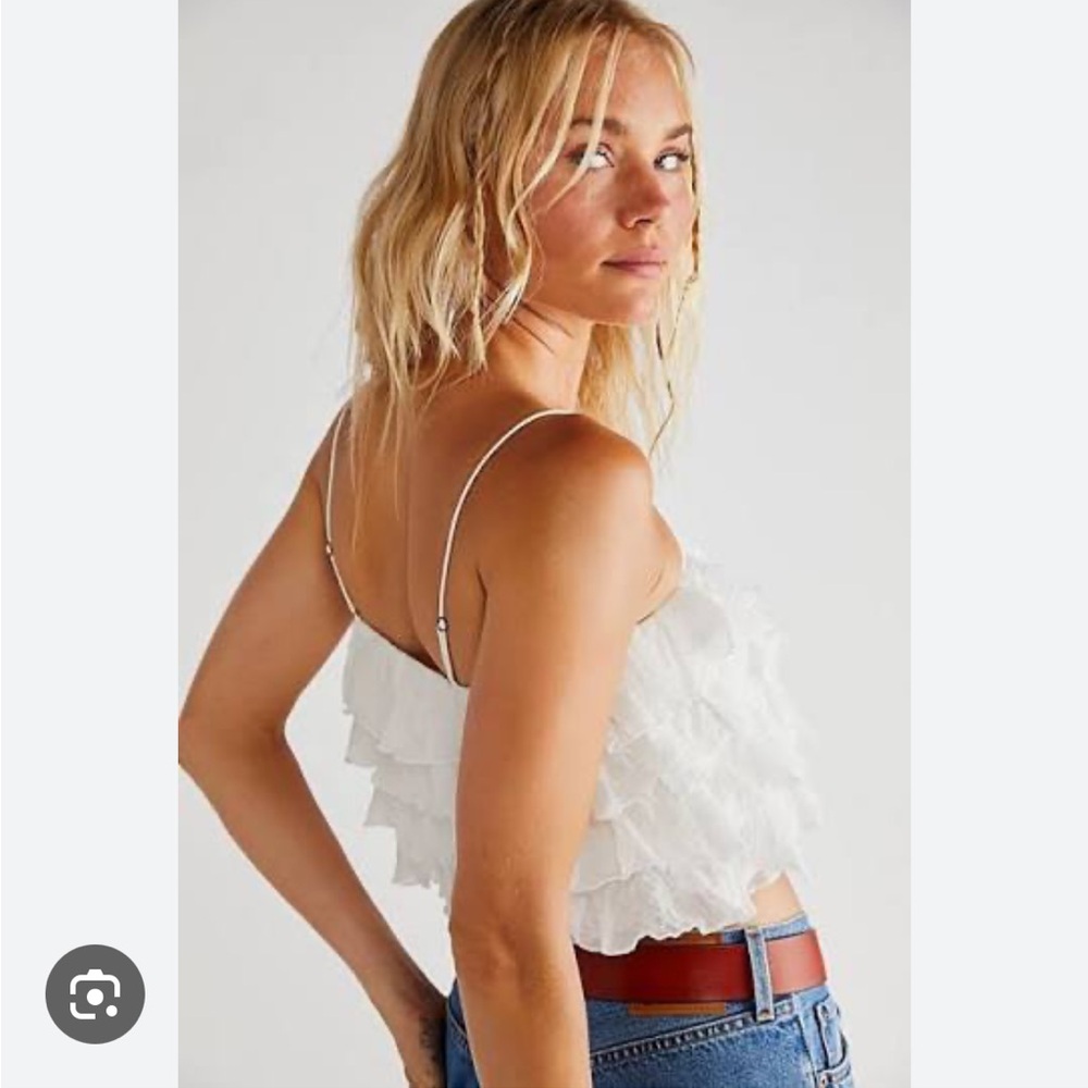 Free People Fauna White Tiered Ruffle Tank XS